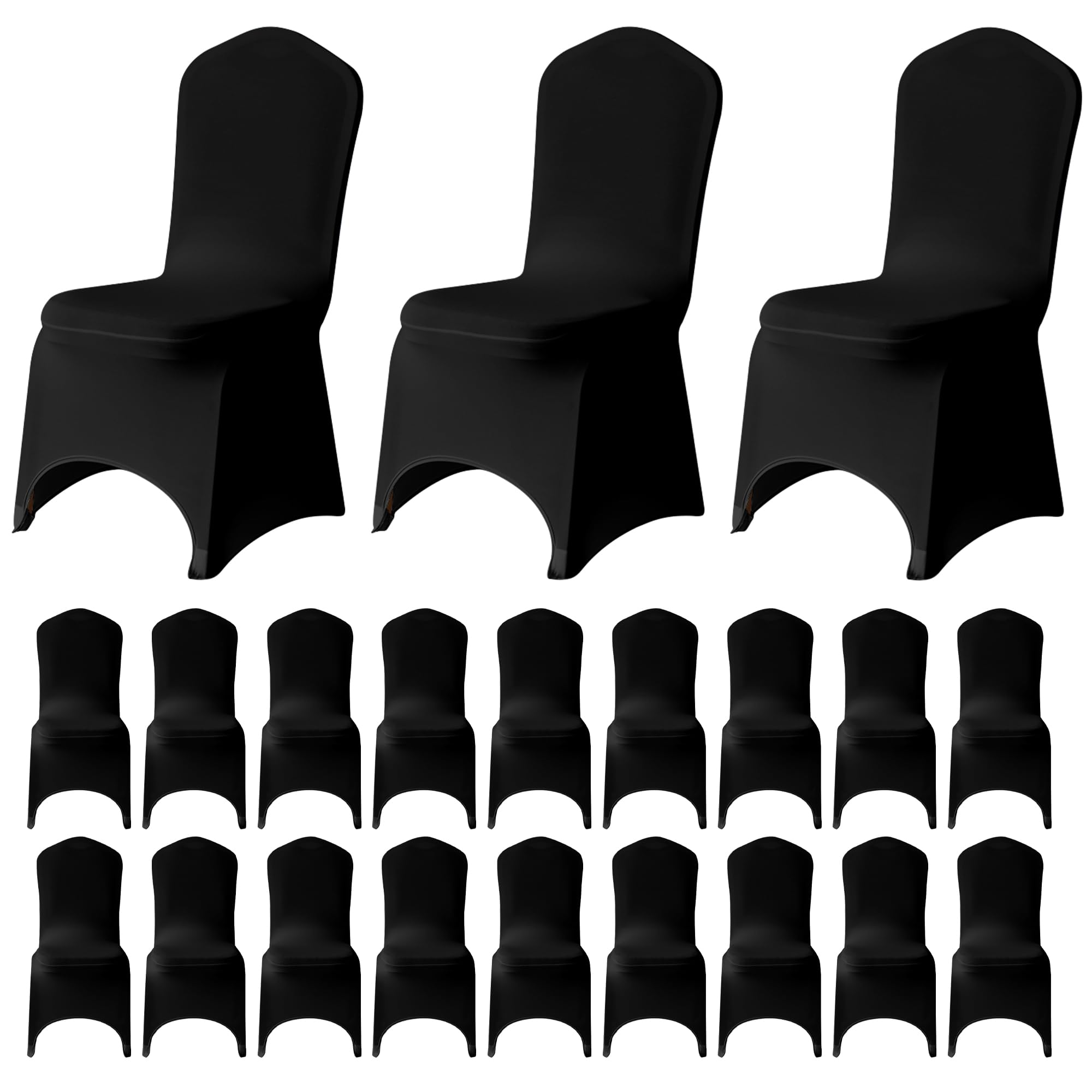 WedDecor Spandex Black Chair Cover Stretch Fabric Removable Washable Protective Chair Slipcovers For Weddings Banquets Ceremony Hotel Dining Parties Decor, 50pcs — image 1