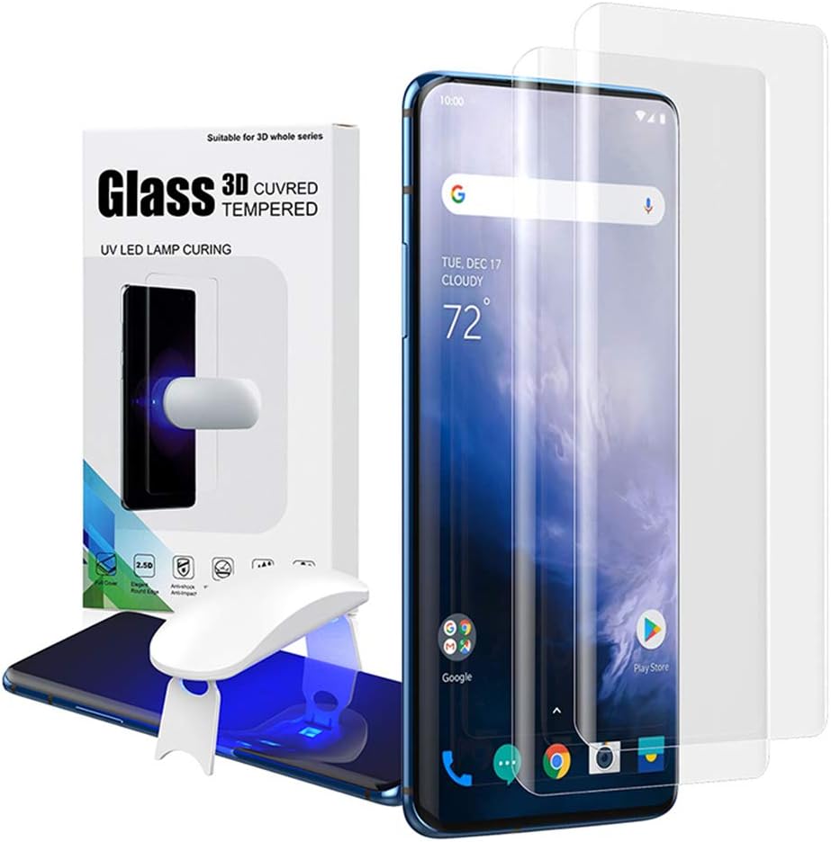 Oneplus 7 Pro/7T Pro Tempered Glass Screen Protector,Fingerprint Scaner 3D Transparent Clear Full Curved Edge Case Friendly Anti-Scratch Coverage for Oneplus 7 Pro/7T Pro 5G【2 Pack】