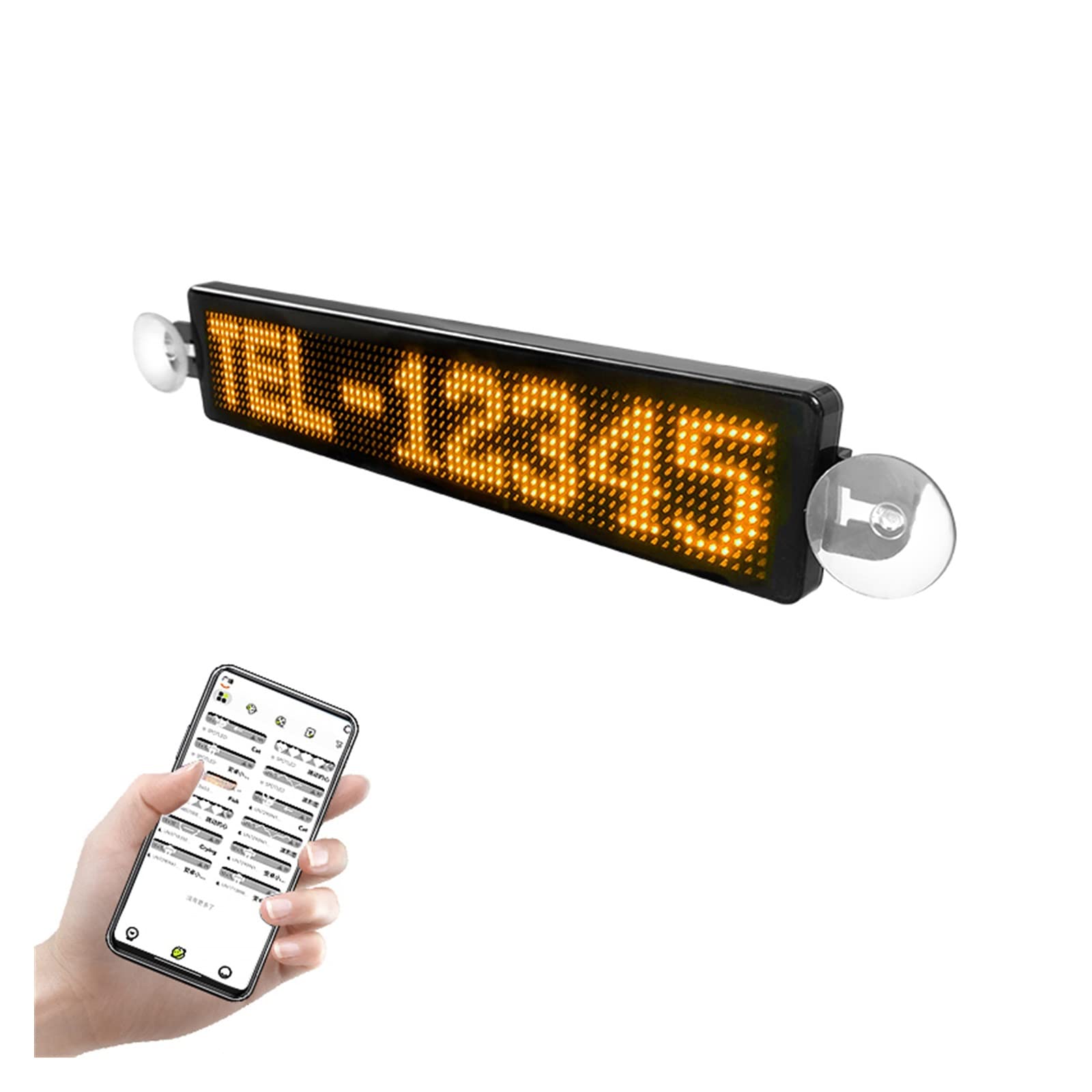 Panel LED Wyświetlacz samochodowy LED APP Niestandardowa tablica LED z wiadomością Zapala się przewijany panel reklamowy Programowalne ruchome znaki LED do samochodu, baru, hotelu, ciężarówki(Yellow L