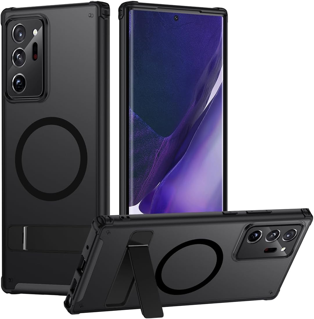 TIANNIUKE Magnetic Case for Samsung Galaxy Note 20 Ultra, Translucent Matte Anti-Fingerprint,Compatible with MagSafe,Adjustable Kickstand,Shockproof Protective Phone Case (Black)