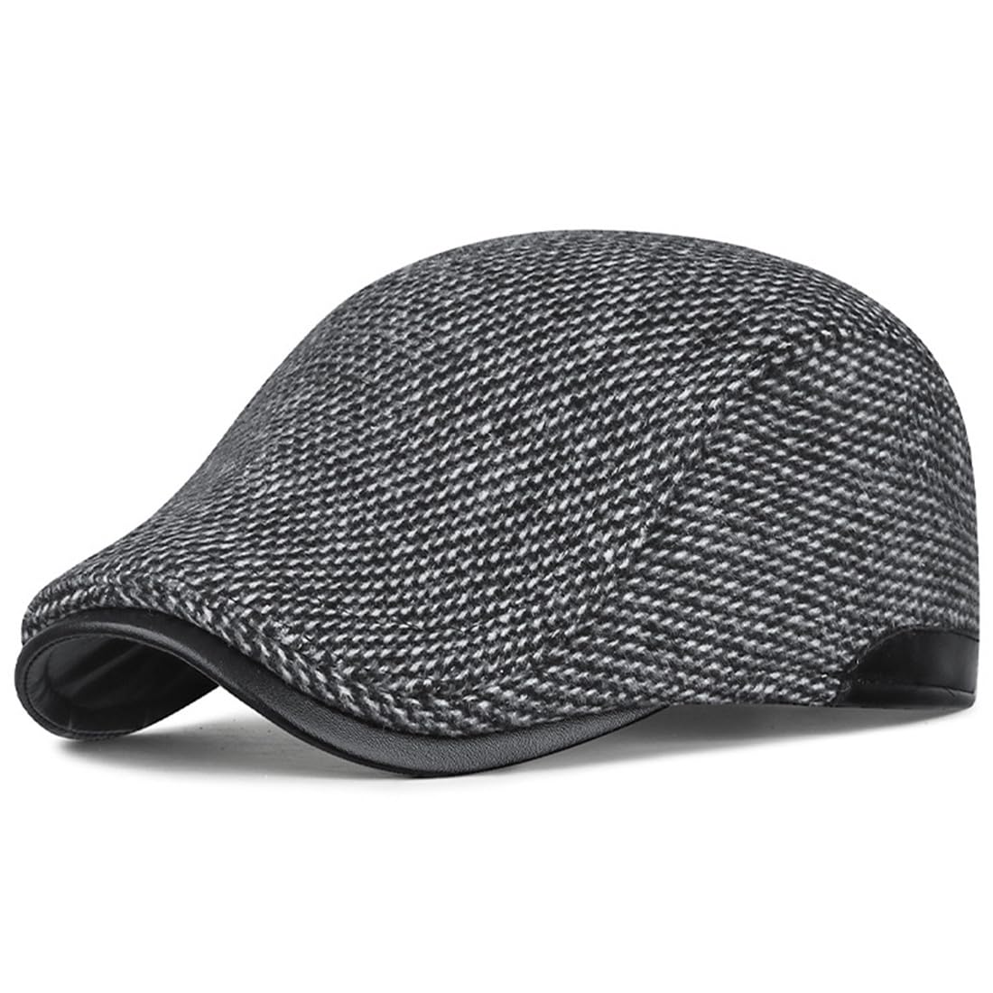 Men's Flat Cap Barret Cap Gatsby Peaked Cap Adjustable Newsboy Cap Beret Hat Winter Men with Foldable Ear Flap Windproof Winter Hat Retro Beret Warm, gray, 58