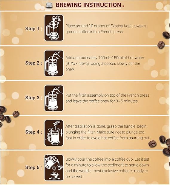 100% Wild Genuine Kopi Luwak Specialty Arabica Ground Gourmet Civet Coffee (100g)-Cruelty-free