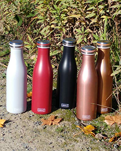 Lurch 240908 Isolierflasche/Thermoflasche für heiße und kalte Getränke aus doppelwandigem Edelstahl 0,5l, Mattschwarz, 7.7 x 7.7 x 26.3 cm – Ansicht 5