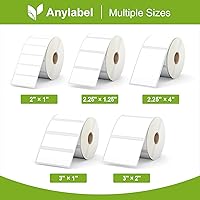 Vista 7 de Etiqueta térmica directa de 2 x 1 pulgadas, papel para códigos de barras, franqueo, dirección, perforada y compatible con impresoras Rollo, Zebra