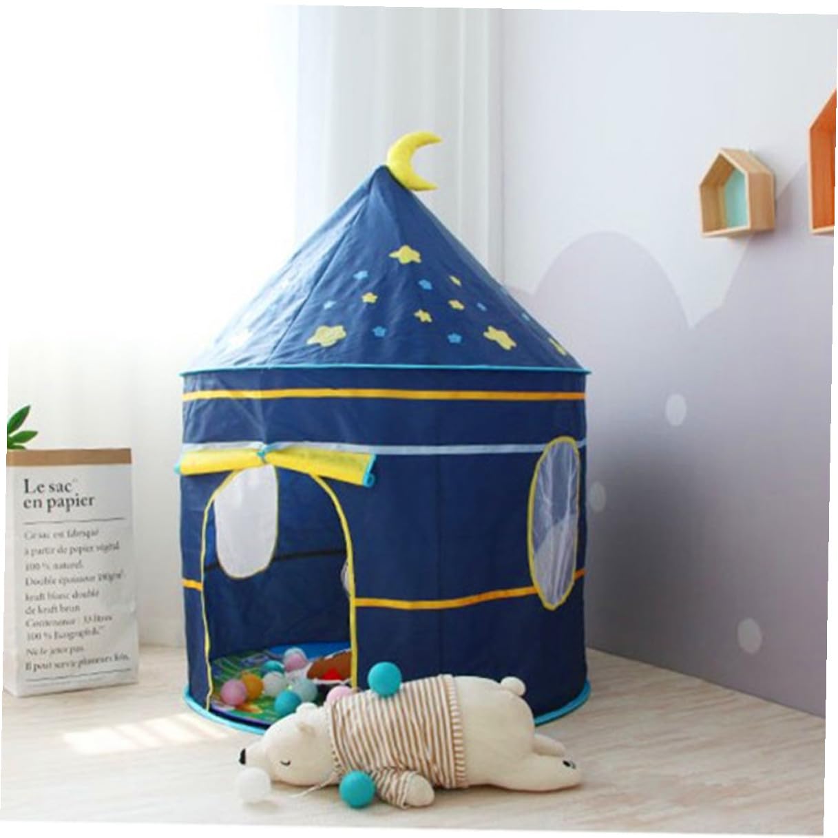 Casa de Campaña para Bebés y Niños Piscina de Bolas Divertida, Ligera Poliéster Estructura de Fibra de Vidrio Adecuado para Actividades al Aire Libre E Interiores