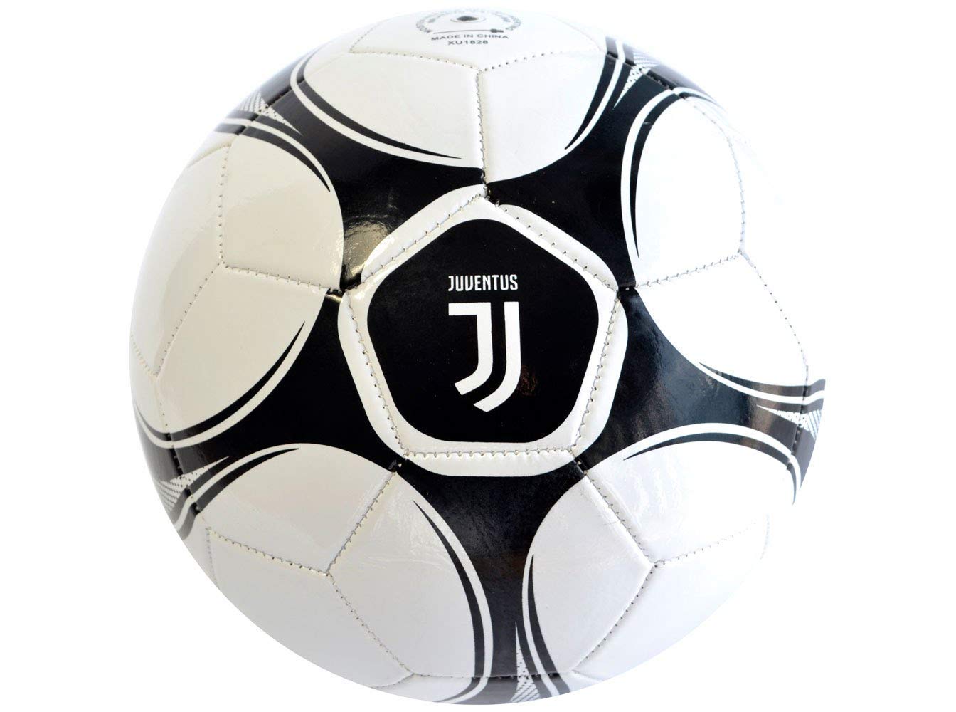 Kit Tifoso Juventus n 3 Juve bianconeri-Pallone da Calcio di Cuoio Juventus + Bandiera Ufficiale Nera 135x95 cm + 3 Braccialetti della Juventus