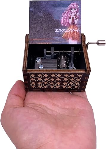 Miniatura 4 de Youtang Elfen Lied - Caja de música grabada de madera con manivela impresa, caja musical para Navidad, regalo de cumpleaños, imagen 1