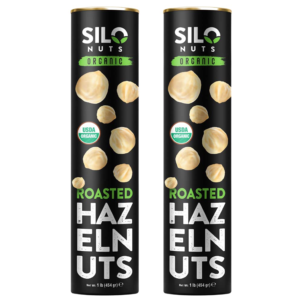 SILO NUTSOrganic Hazelnuts, 2 Pack Bundle [2X 454gr], Roasted, Blanched, Whole, Turkish Origin