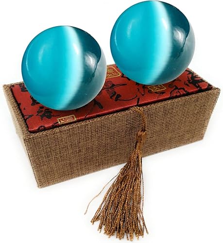 Miniatura 1 de Bolas artificiales de cristal de ojo de tigre azul claro de 157 pulgadas bolas de salud chinas de cuarzo curativo para terapia de manos alivio del