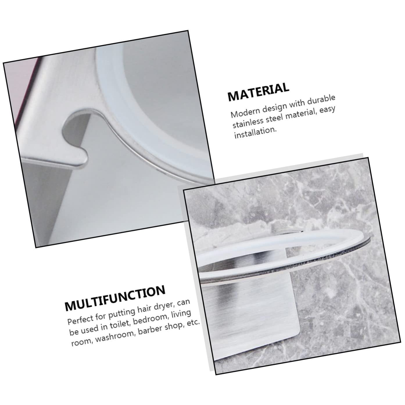 3pezzi Per Asciugacapelli Inossidabile Installazione Organizer Per Asciugacapelli Camera e Parrucchiera Design e Resistente