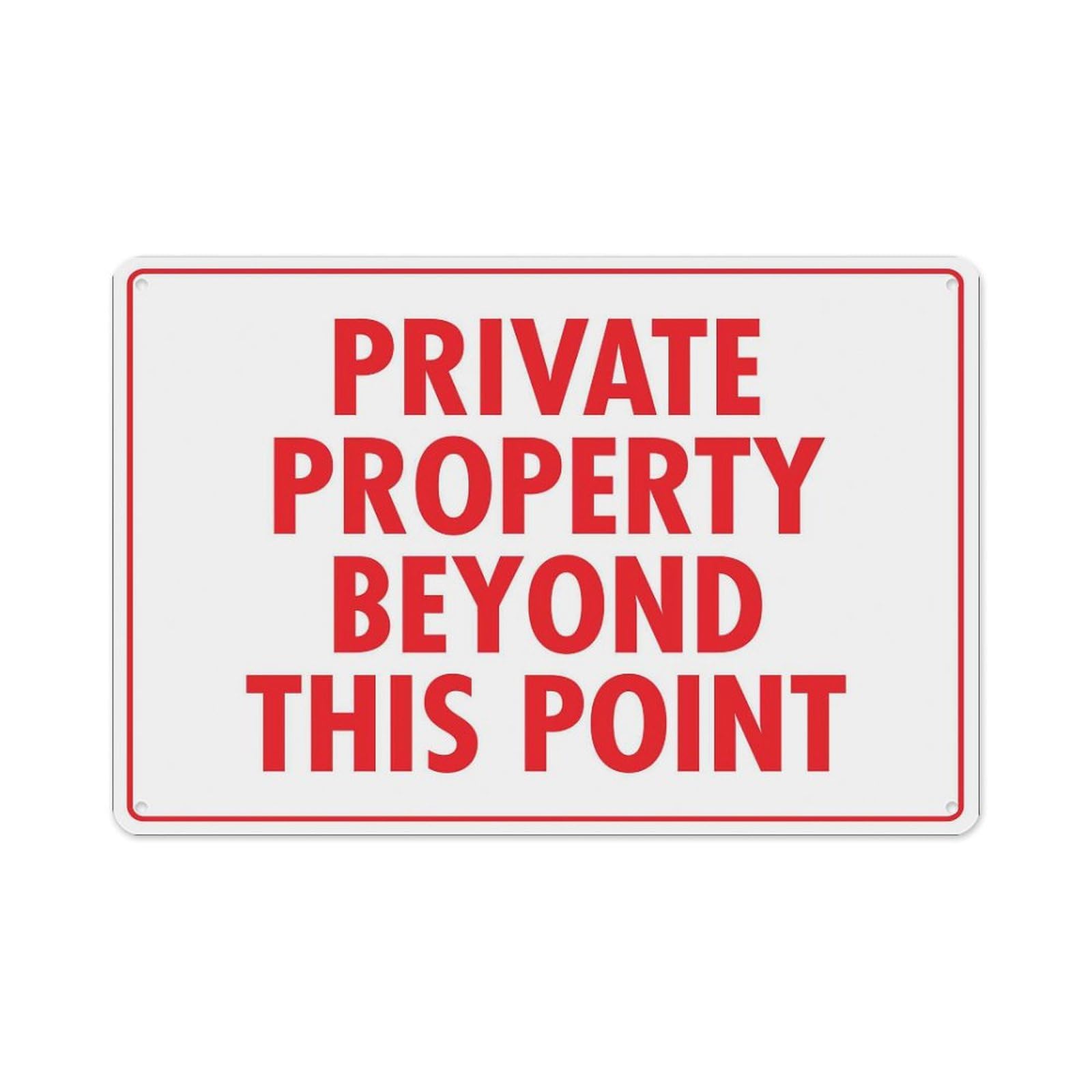 peiyeety Private Property Beyond This Point Sign Aluminum Tin Warning Signs for Home Outdoor Garden 8X12 Inches