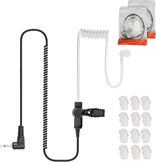 Auricolari (confezione da 2) con jack da 3,5 mm – trasparente con clip di fissaggio e 10 (x2) tappi per le orecchie gratuiti – Cuffie per radio