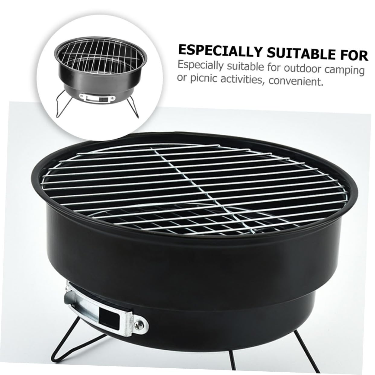 Parrilla de Barbacoa Portátil Desmontable de Acero Inoxidable Negra | Picnic y Senderismo, Diseño Ligero y Fácil de Guardar, Acabado de Fabricación Fina