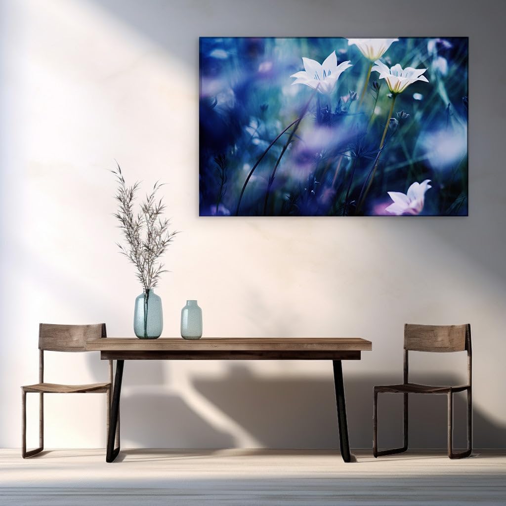 Canvas for Living room. Whispers of Serenity: Dreamy Blooms in a Pastel Haze, 27 x 18 inch Canvas Wall Art - Contemporary Masterpieces - Inspirational Office Decor