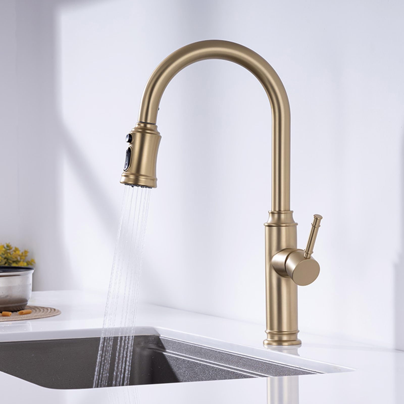 Grifo de cocina extraíble con cabezal giratorio de 360 grados