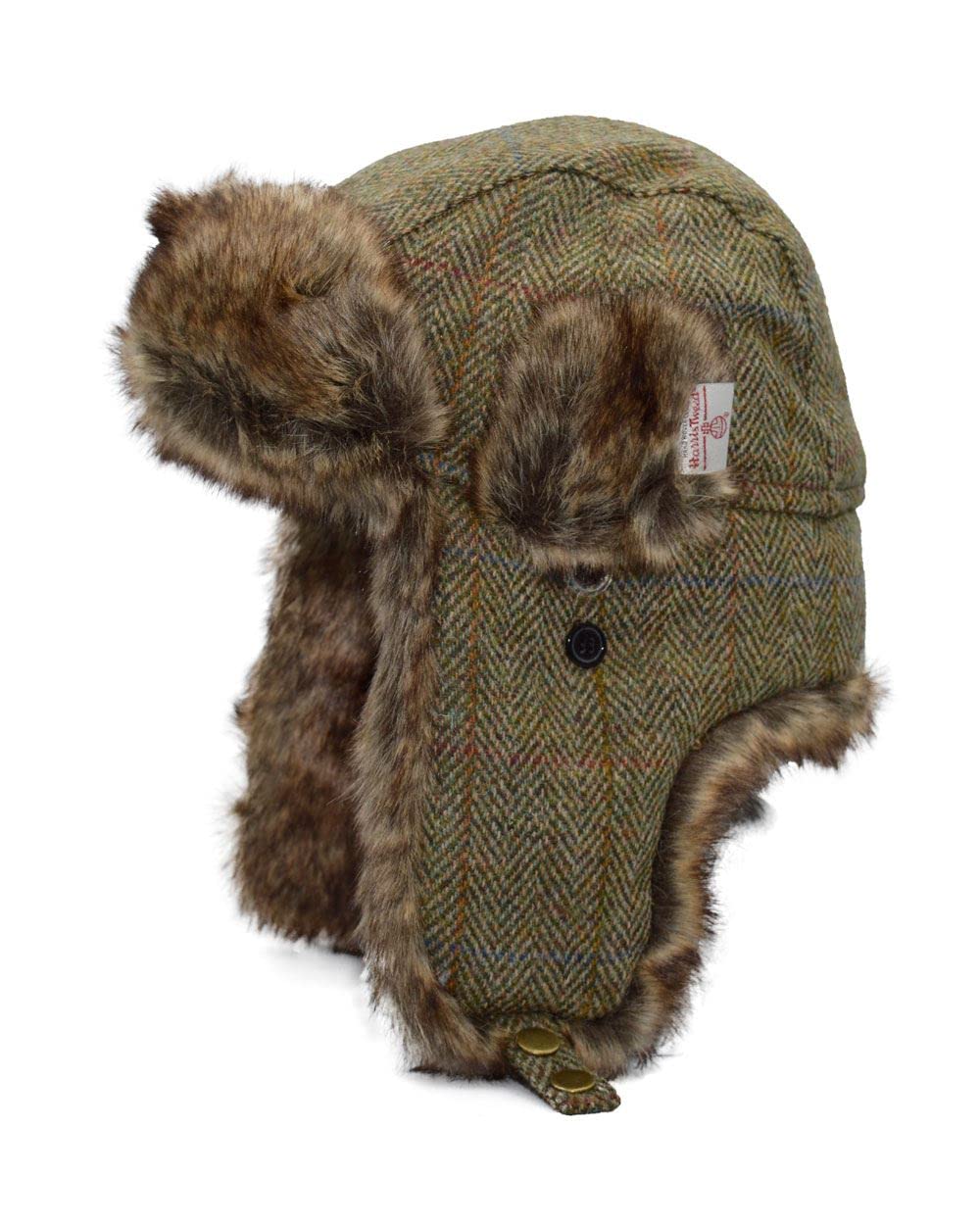 Walker And Hawkes Men's Moss Green - Harris Tweed Charles Trapper Hat - Small (57Cm)