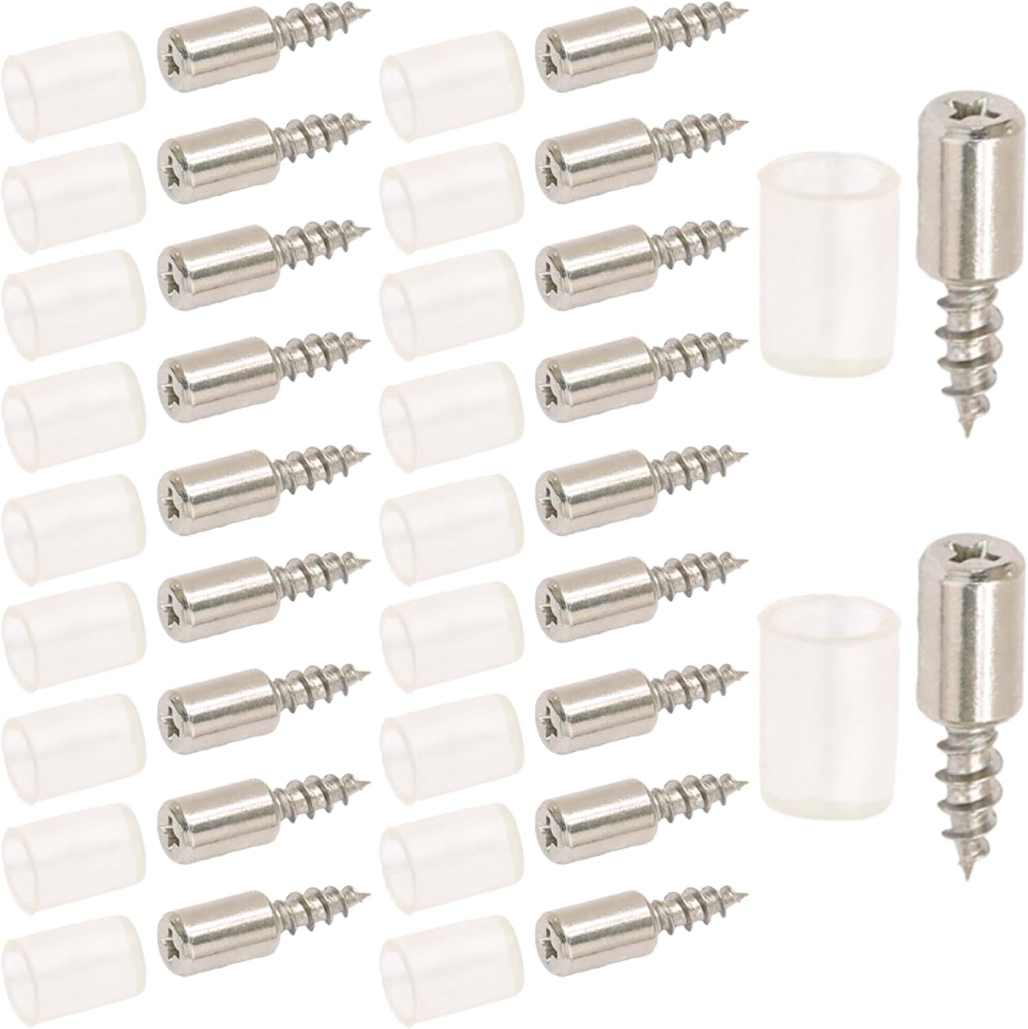 Litoexpe 20 Pack Self Tapping Screws, Non-Slip Sleeve Shelf Pins Cabinet Shelf Pegs, Integrated Screw for Kitchen Utensils Bookcases Cabinets