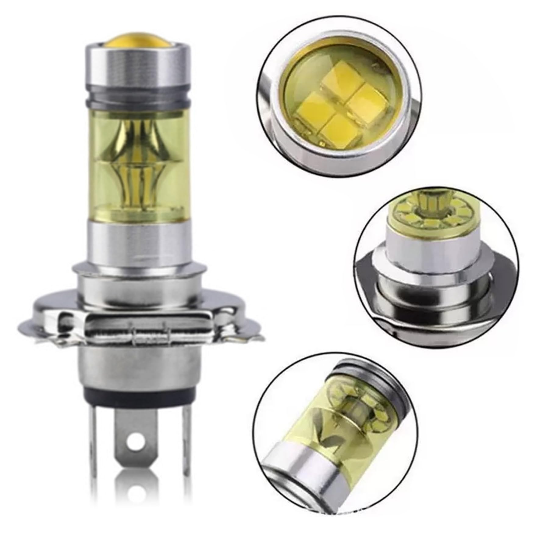 Ampoules antibrouillard LED, 2 pièces antibrouillard jaunes, ampoules LED H4 12V 100W haute luminosité, accessoires de voiture en alliage d'aluminium, ampoule H11
