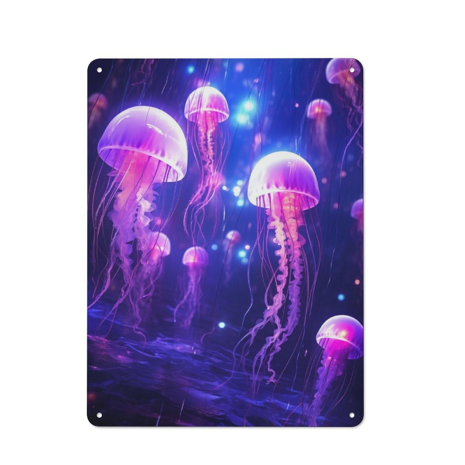 Junmoney Jellyfish Glowing Squad Metal Plaque 40X30cm With For Pub Or Café, Rustic Decor, For Garage, Workshop And Man Cave Decoration
