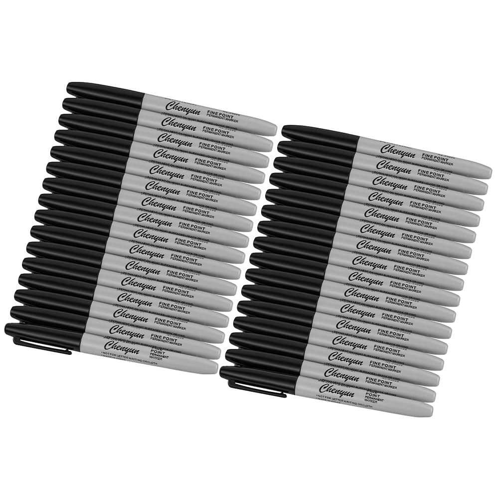 HOTUT 36PCS Black Fine Tip Permanent Markers,Multi-Surface Marker Pens