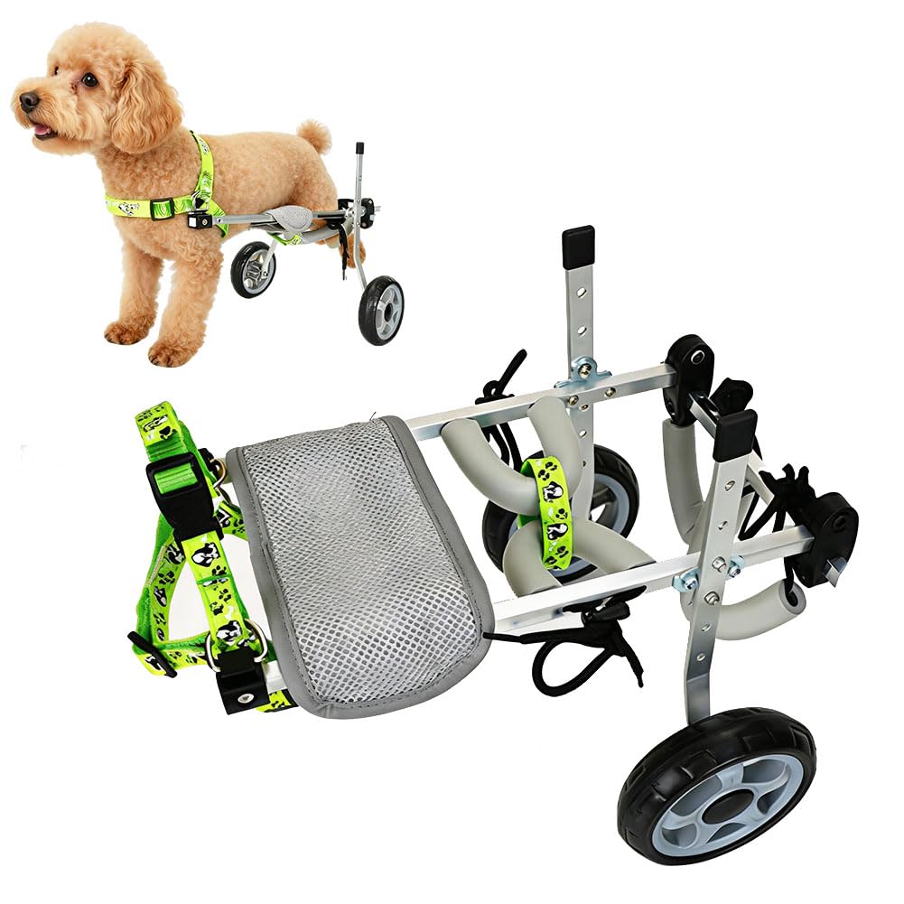 HGTRH Dog Wheelchair for Large Dogs, Adjustable Pet Mobility Cart with PVC Tires & Lightweight Aluminum Frame Rear Leg Support for Injured Dogs Rehabilitation 2 wheels M