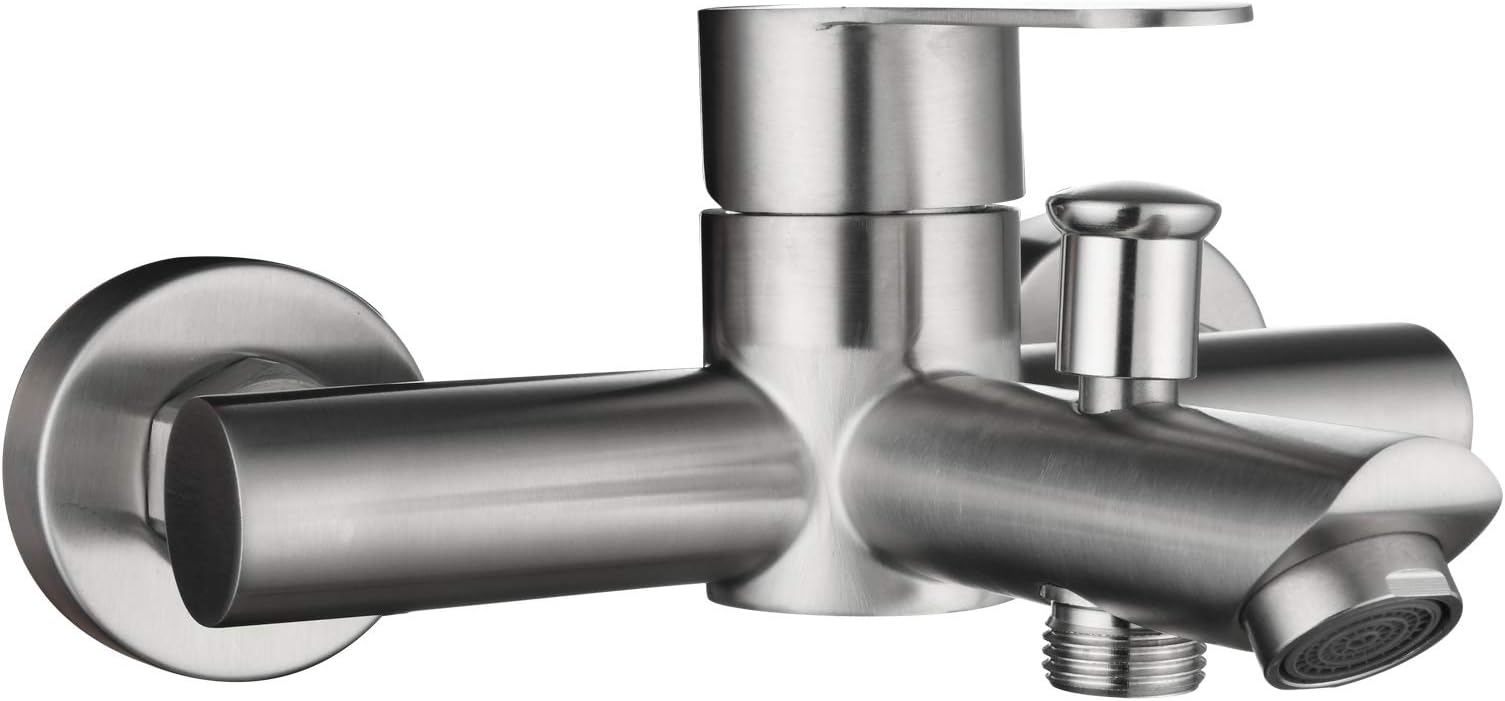 Tecmolog Stainless Steel Bathroom Shower Tub Faucet Wall-Mounted, Brushed Nickel, SNA516