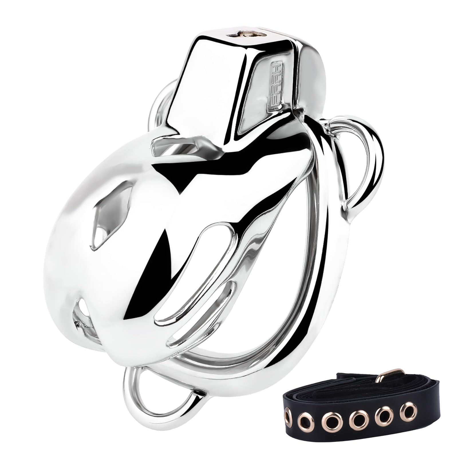 Hollow Chastity Cage hommes avec 3-Way Fixed Adjustable Belt, Cage de chasteté hommes adultes jouets sexuels, Smooth One-Piece Design, cage à pénis pour SM Bondage (54mm)