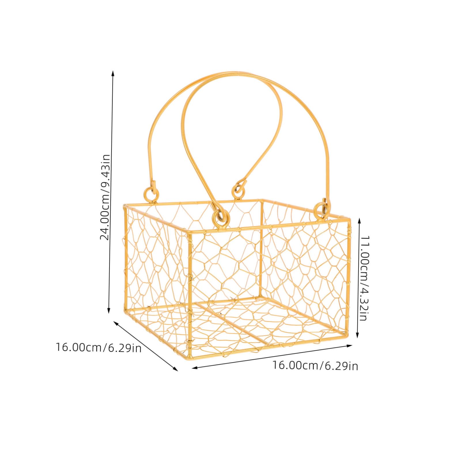 Ciieeo Metal Flower Girl Basket with Handle Wedding Basket for Treats Wire Storage for Special Occasions for Birthdays and Celebrations