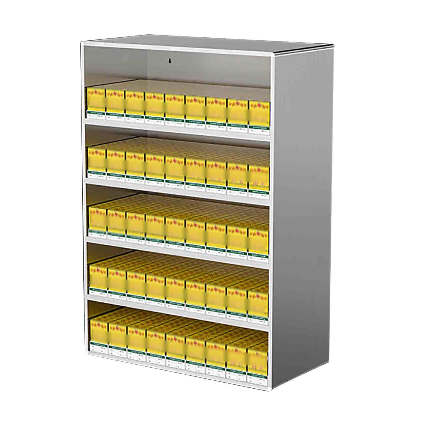 Présentoir à cigarettes en aluminium haut de gamme argenté de 56 cm pour magasin