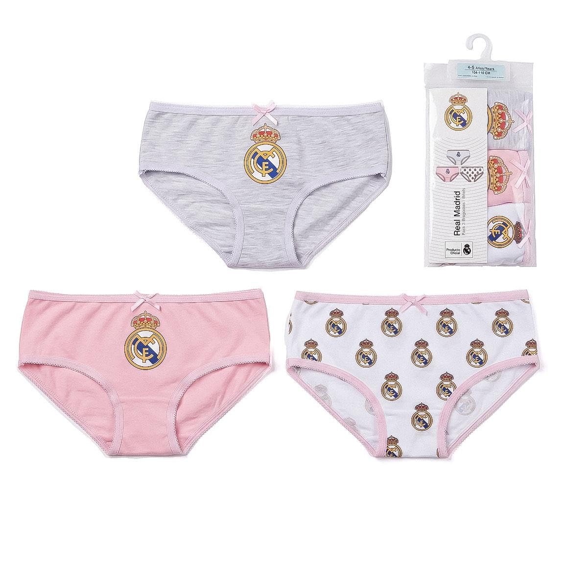 Real Madrid Calzoncillos Braguitas Niños Pack Ropa Interior Suaves Transpirables