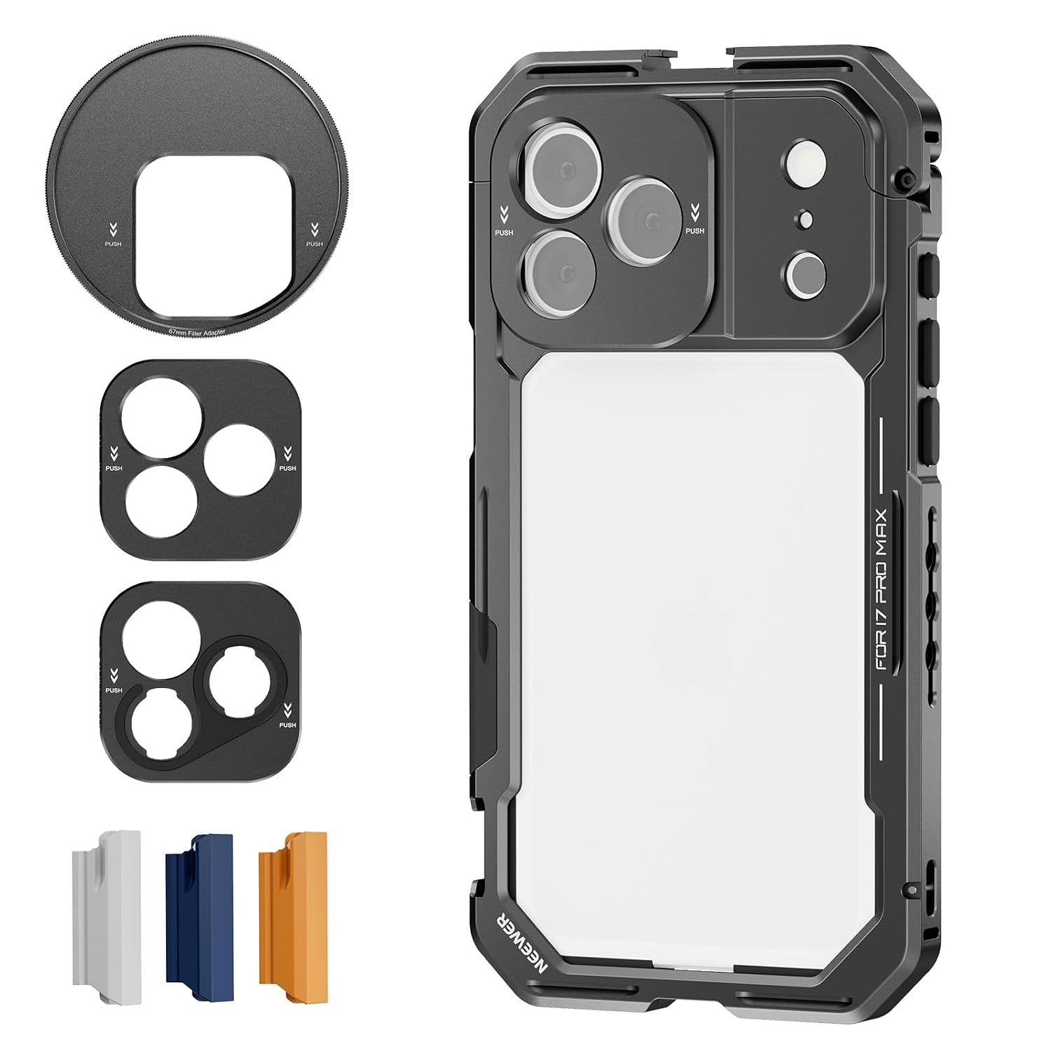 NEEWER Phone Cage Compatible with iPhone 17 Pro Max, Quick Release Video Rig Stabilizer Accessories with 67mm Filter Ring,...