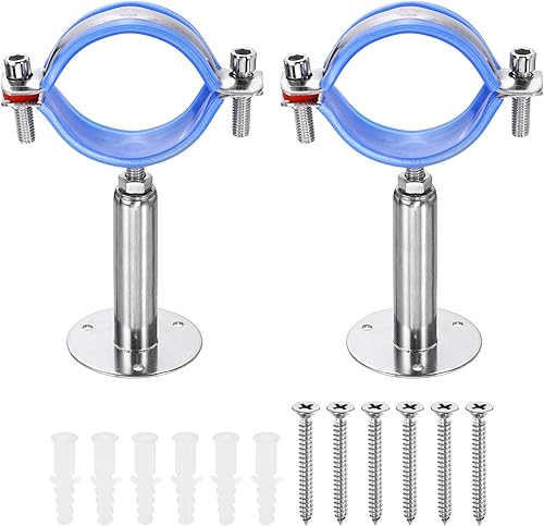 Miniatura 27 de HARFINGTON Juego de 2 soportes de montaje en pared para montaje en techo de acero inoxidable 304 Abrazadera de soporte de tubo ajustable