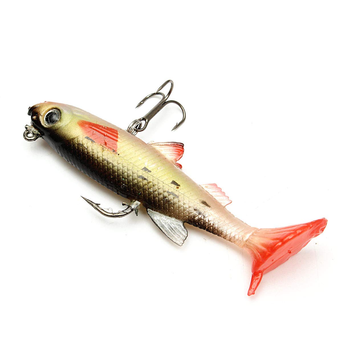 Cebos Artificiales 5pcs 8.5cm Flabby Silicona Minnow Bait Cabeza de Plomo Pesca Alare Aparejo abrupto Gancho Señuelos de Pesca