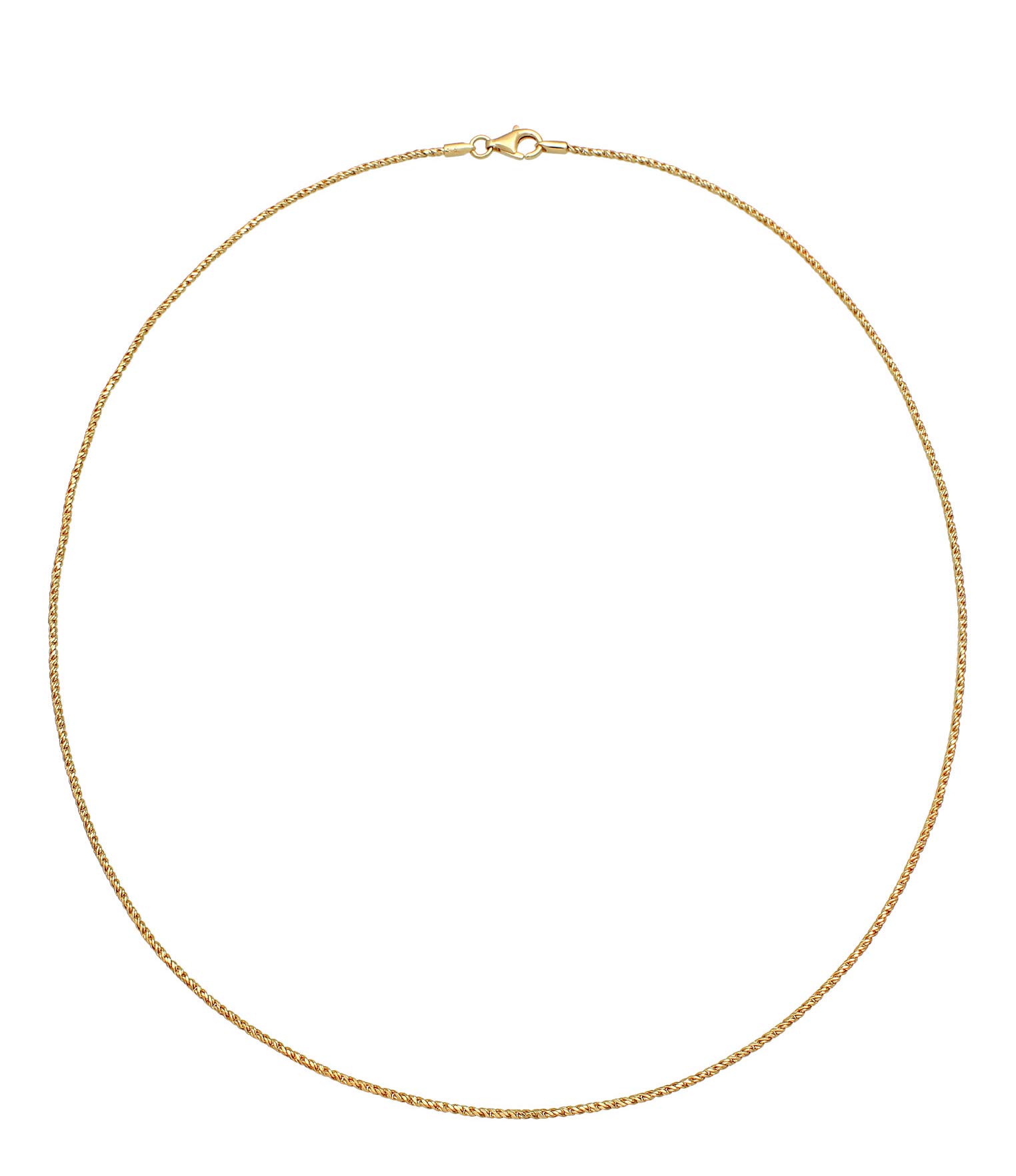 Kuzzoi Collana da uomo in argento 925, cordoncino rotondo, argento placcato oro (2 mm), collana dorata senza ciondolo, effetto ritorto