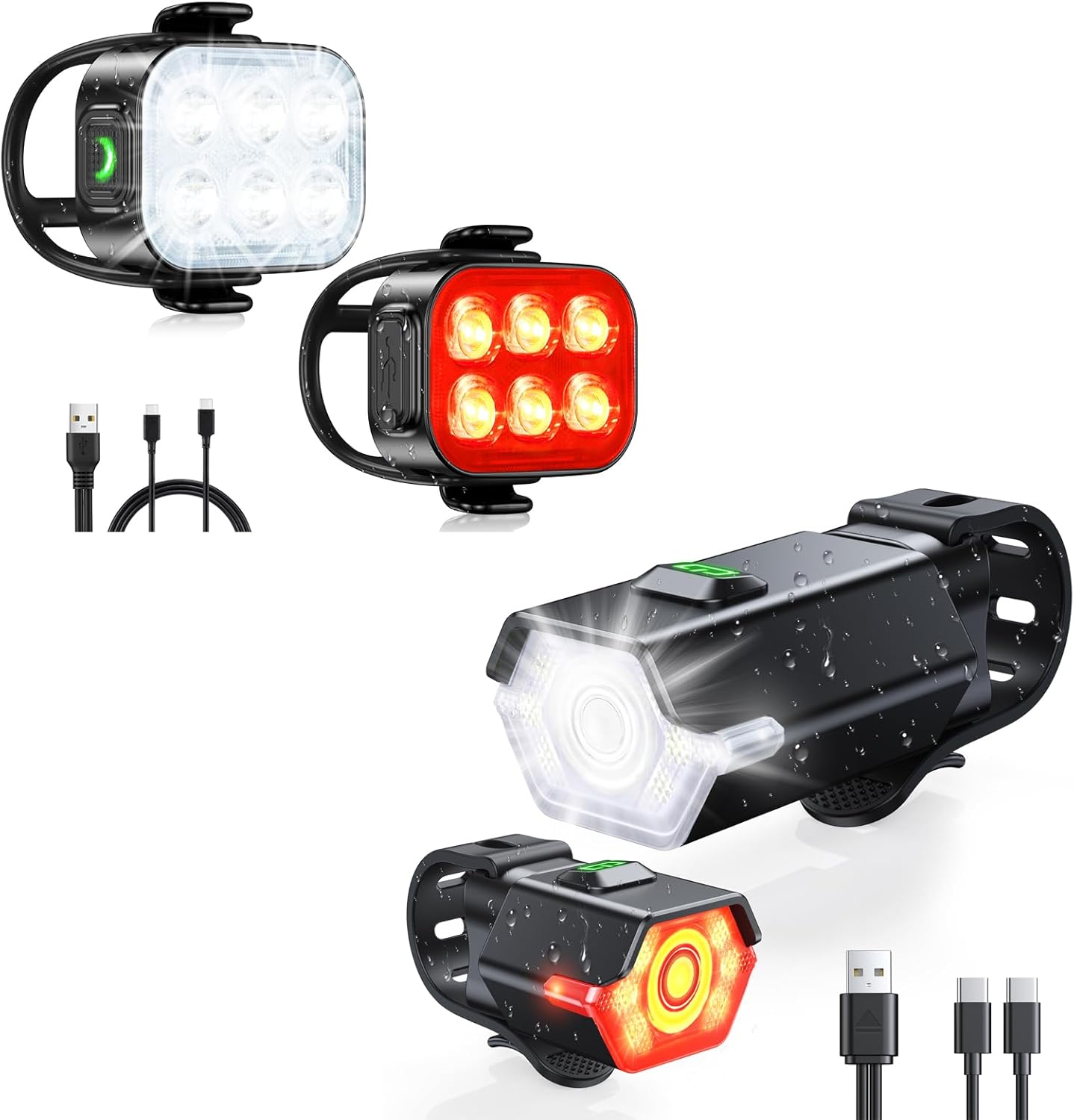 Zewdov Bike Lights for Night Riding, USB Rechargeable Bike