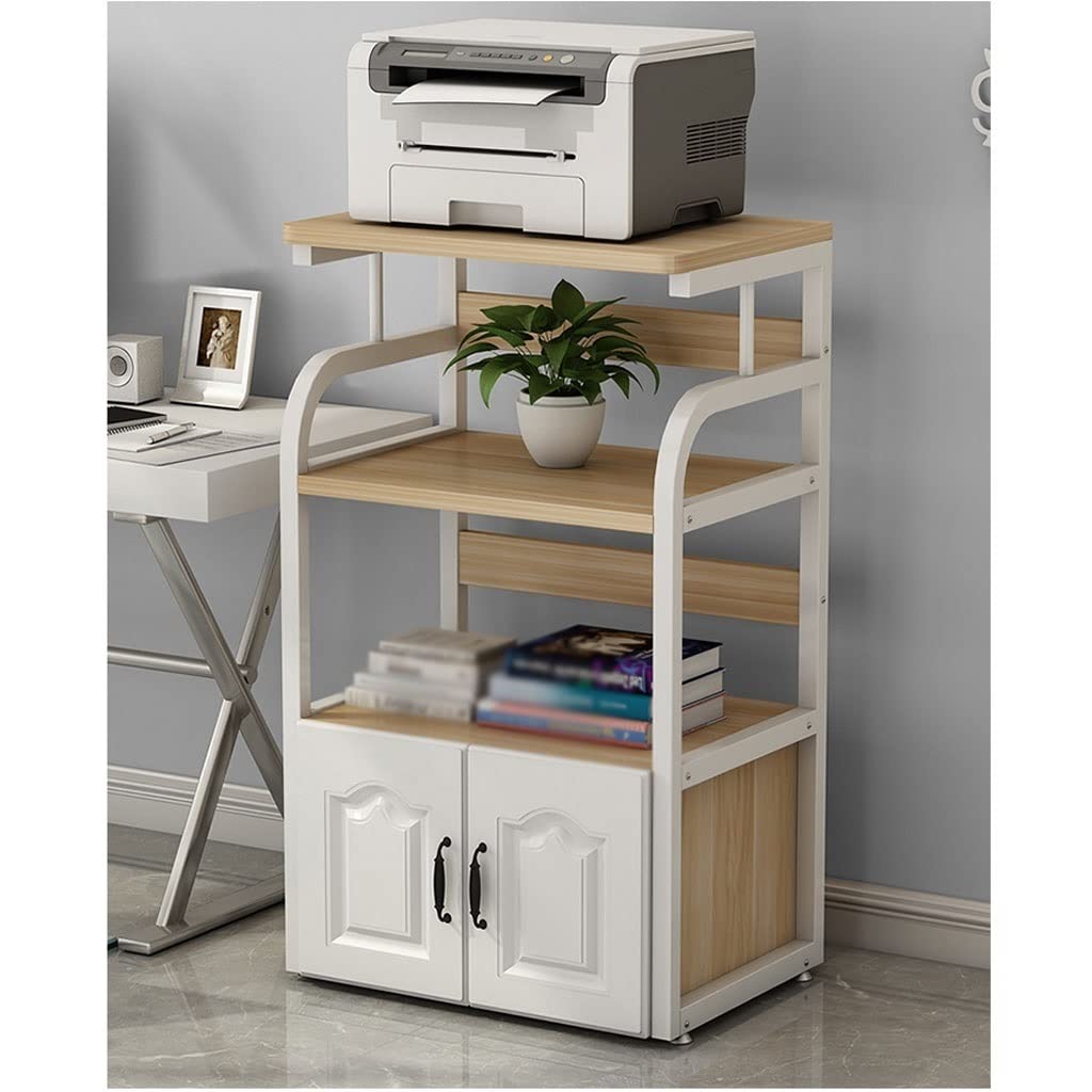 Supporto per Stampante Supporto for stampante da pavimento a 4 livelli, piedini regolabili Ripiano for fax a 2 porte, struttura in metallo, ripiano for forniture for ufficio Staffa per Scanner