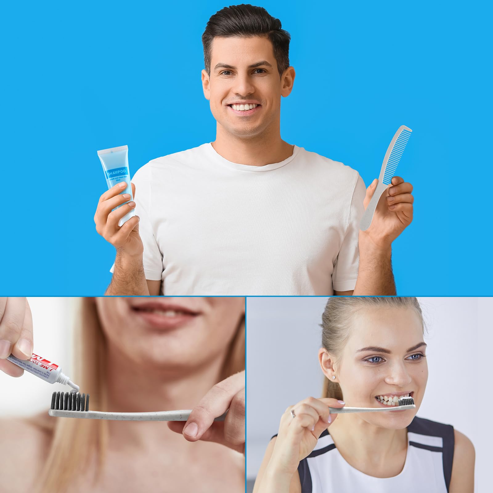 Kit di articoli da toeletta di base per la cura dei senzatetto, kit per l'igiene personale, include spazzolino usa e getta, dentifricio, shampoo, pettine sapone da bagno, per donne, uomini