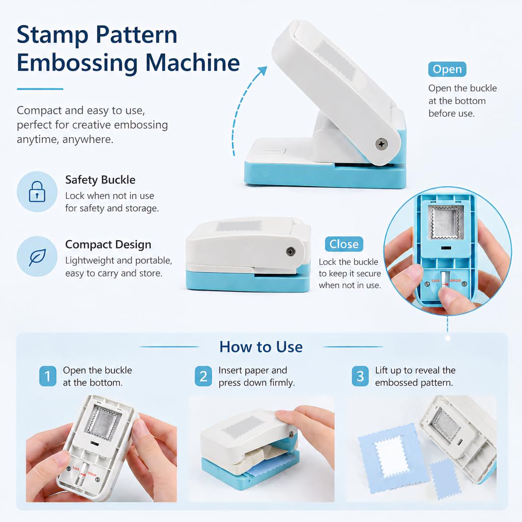 Postage Stamp Hole Punch, Stamppunches for Paper Crafts, Hole Puncherstamp, Stampshaped Hole Punch, Extra Strong Hole Stanzer for Paper up to 500 G/M², Cut Out Stamp Dimensions: 1 X 0.82 Inch