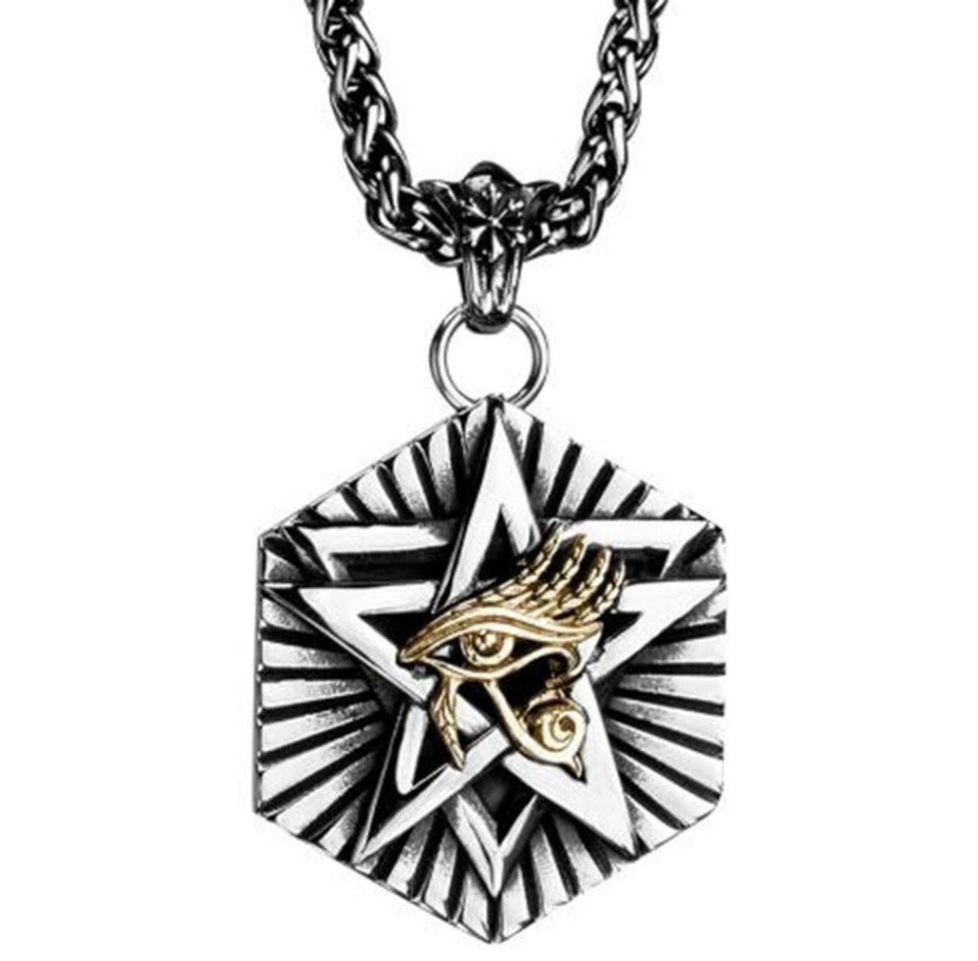 Religia Starożytny Egipt Oko Horusa Pentagram Wisiorek Naszyjnik dla mężczyzn Kobiety Punk Amulet Biżuteria Prezent