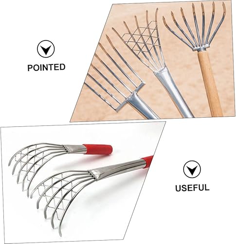 Miniatura 2 de OFFSCH Rastrillo de almejas de acero inoxidable con mango largo de 15.7 pulgadas, herramienta de mano estilo garra para excavar almejas, ostras y