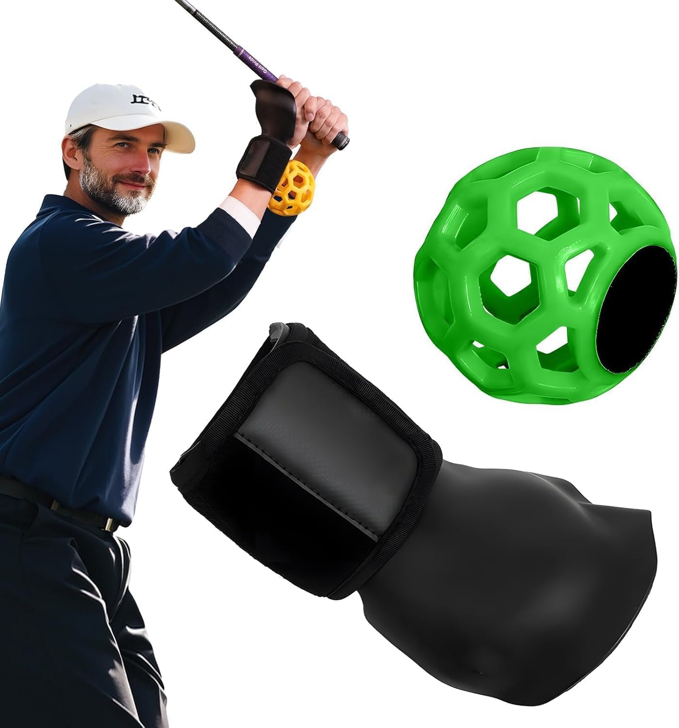 Smart Golf Swing Trainer Ball with Posture & Wrist Corrector – Includes Training Ball and Adjustable Wristband for Beginners and Improving Players – for Better Form, Accuracy and Consistency (Green) — image 1