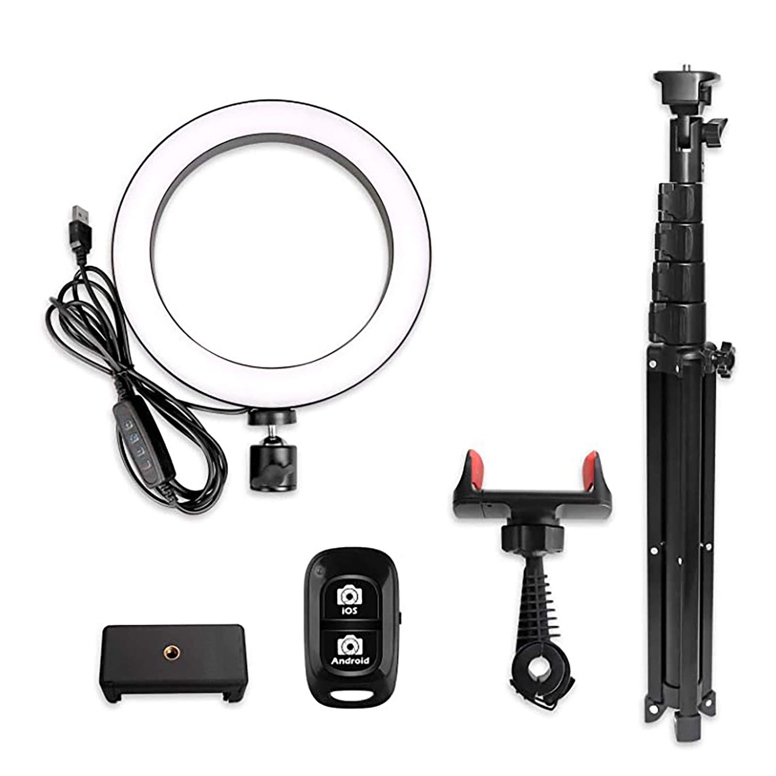 10 en Luz del Anillo Extensible con trípode del Soporte, Soporte para teléfono para Video Fotografía en Vivo y Maquillaje, Bluetooth Remoto de Control Compatible con iOS/Android