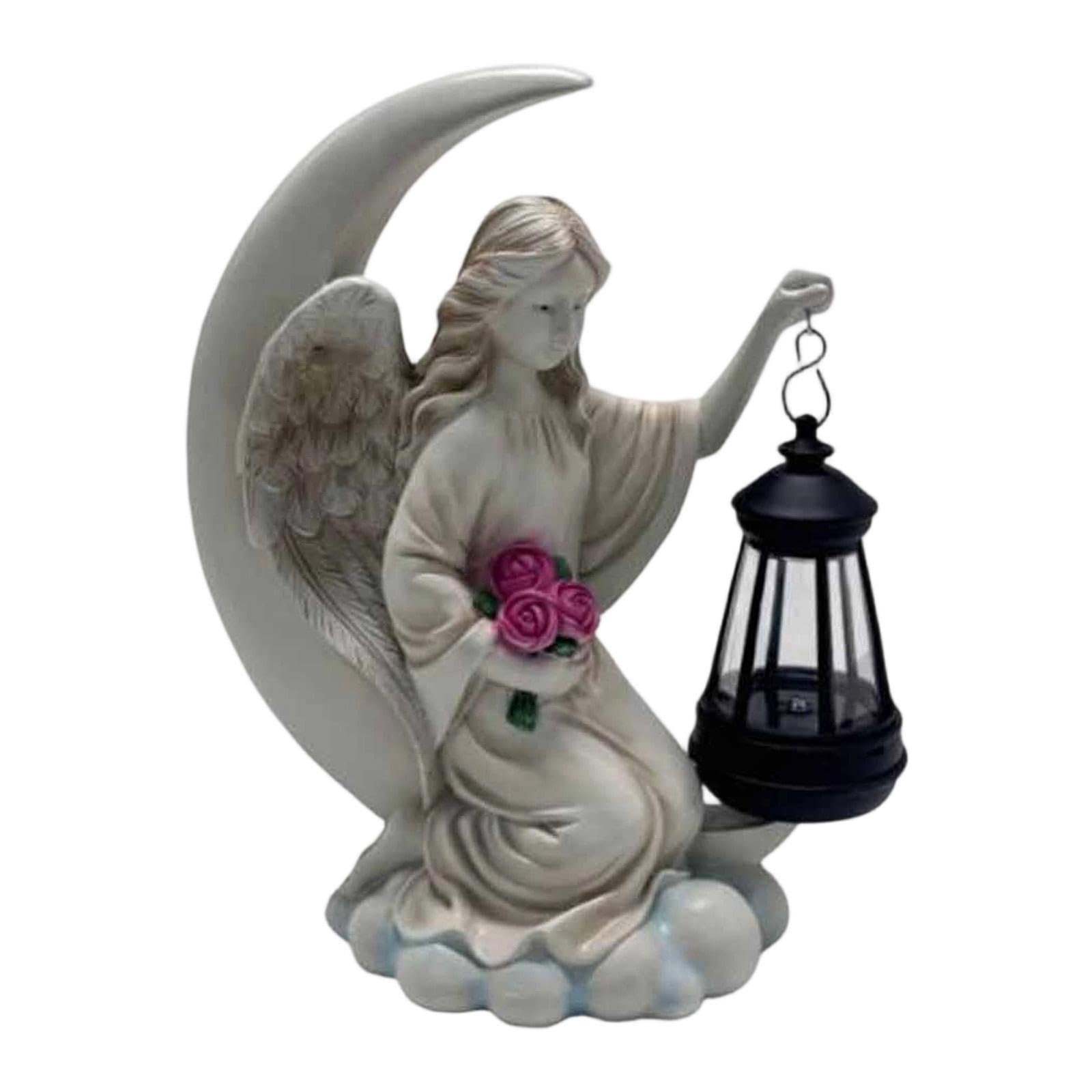 MagiDeal Estatua de ángel para Jardín con Luz Solar, Luz Nocturna para Granja, Figura para Exteriores