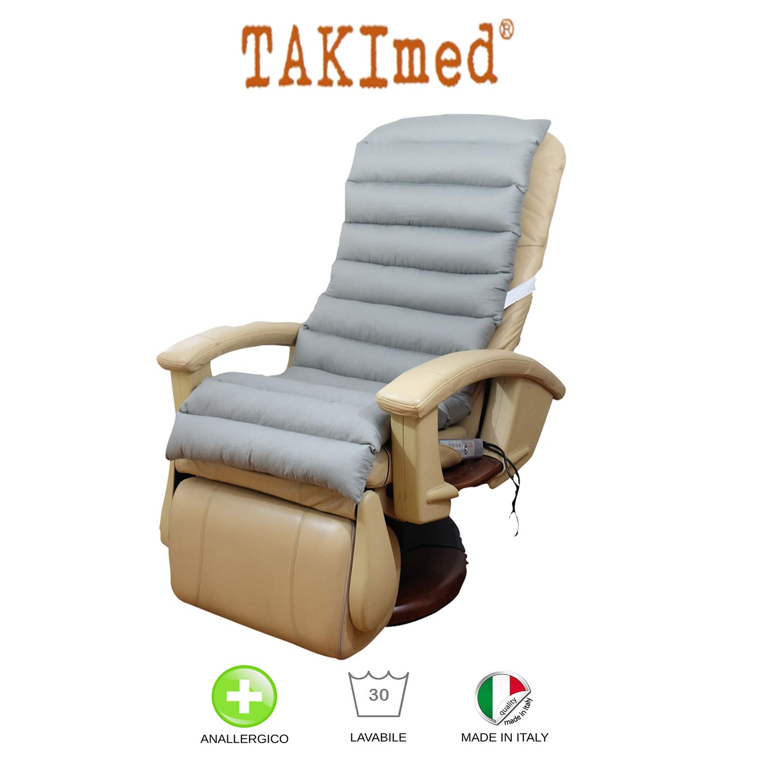 TAKIMED Copripoltrona lungo in Fibra Cava Siliconata, Stuoia Antidecubito, Rivestimento poltrona Massaggiante, Rivestimento per Poltrona Universale.12 elementi Prodotto Italiano.