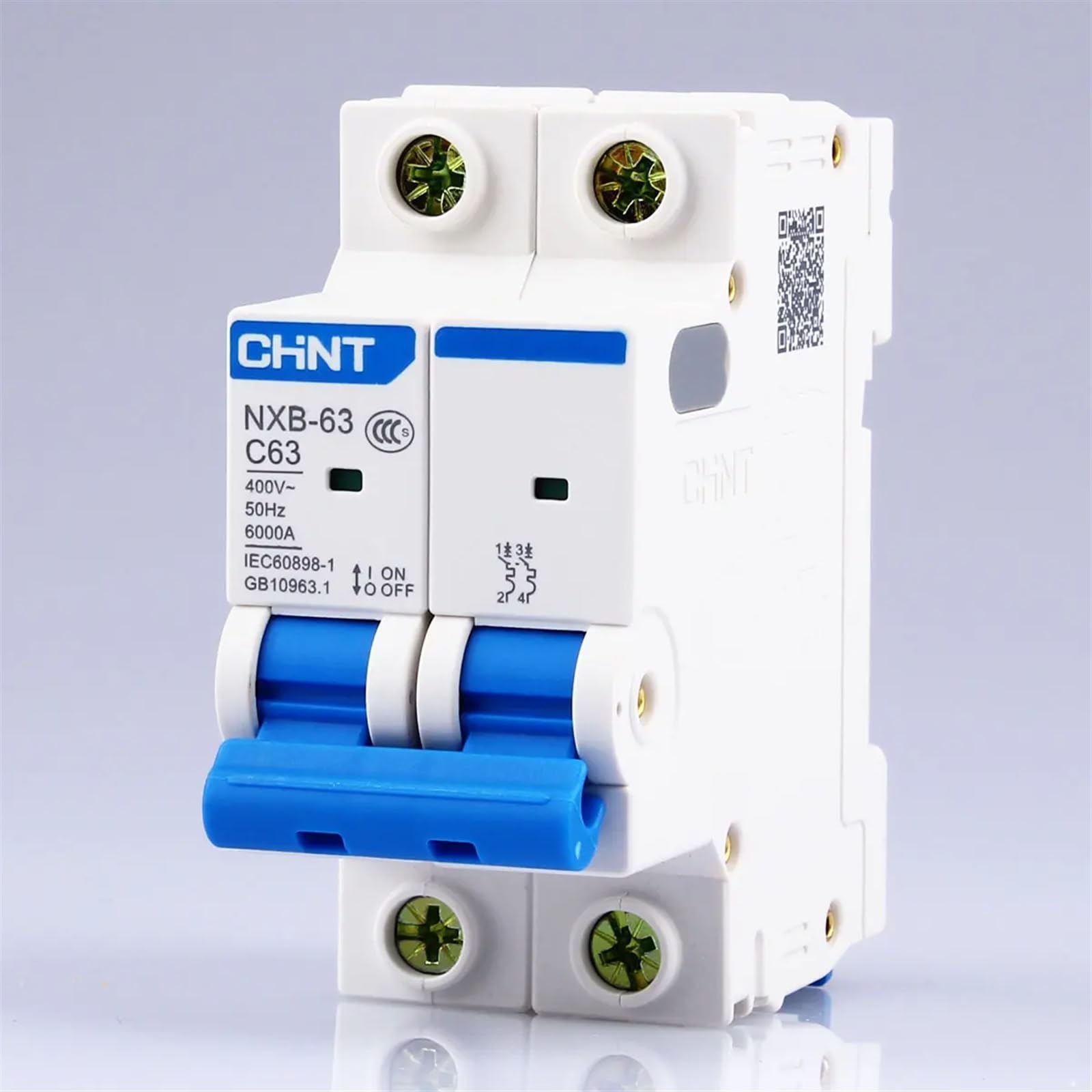 Disjoncteur Miniature NXB-63 2P AC, Courbe C, 400 V, 10 A, 16 A, 20 A, 25 A, 32 A, 40 A, 63 A, Rail DIN DZ47(20a)