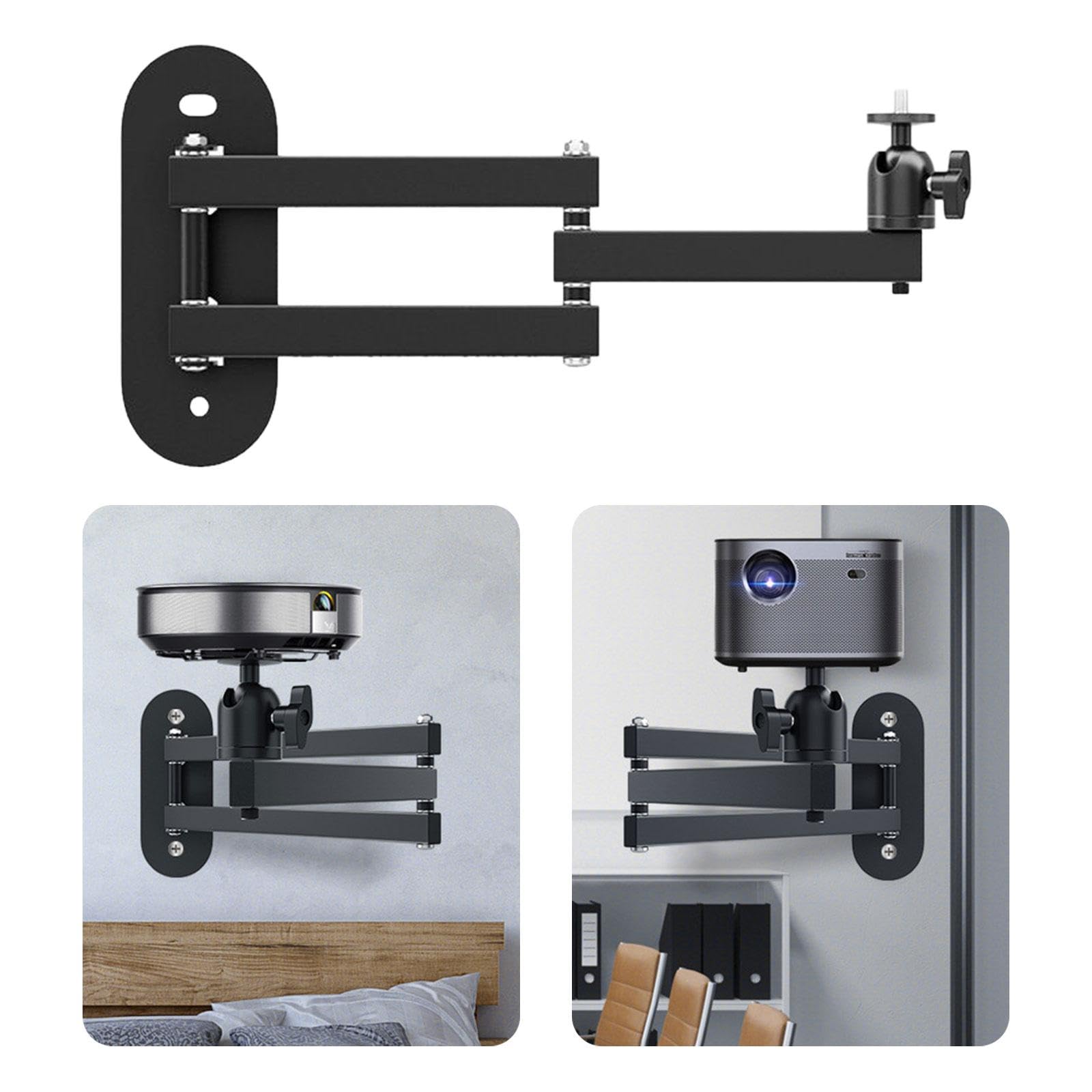 Supporto Proiettore Universale Stand Pieghevole Regolabile con Staffa Porta Proiettore Fissaggio a Vite 1/4 Pollici Realizzato in Metallo Resistente a, Biassiale 40 cm