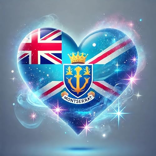 SAFIRMES 2 x Car / Motorbike / Suitcase Stickers Heart Design with Montserrat Flag Design