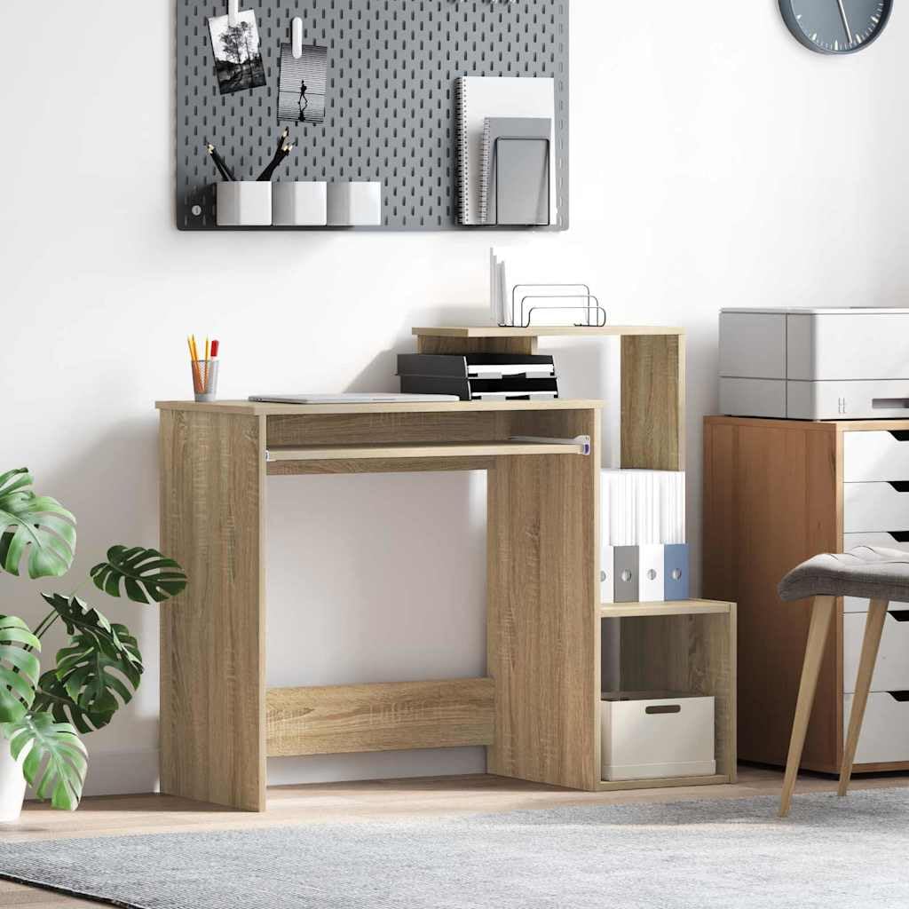 Scrivania in rovere Sonoma, 106 x 41 x 88,5 cm, con cassetto e mensola, moderna scrivania per computer per ufficio, casa, studio, con molto spazio di archiviazione, ergonomica