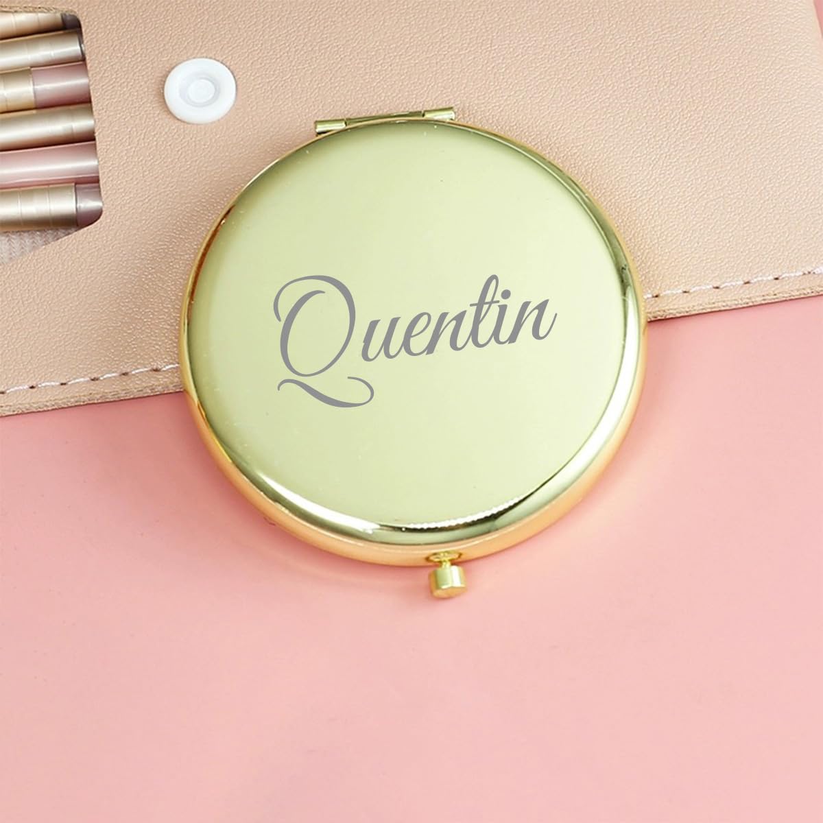 HaEnLab Personalized Gold Compact Mirror, Engraved Magnifying Pocket Makeup Mirror, Custom with Name Your Own Words, Bridesmaids Gifts, Gift for Her,Portable for Purses