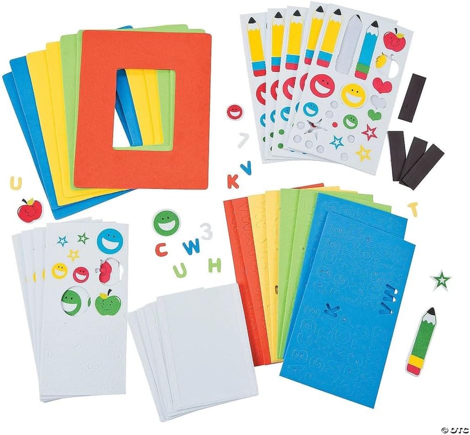 Fun Express DIY School Picture Frame Craft Kits - Makes 24 Magnetic Photo Frames - Classroom Activity Crafts for Kids